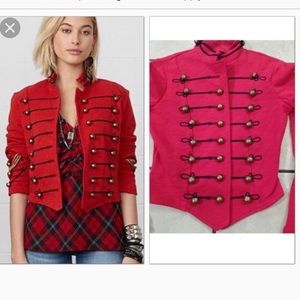 Double breasted denim and supply coat